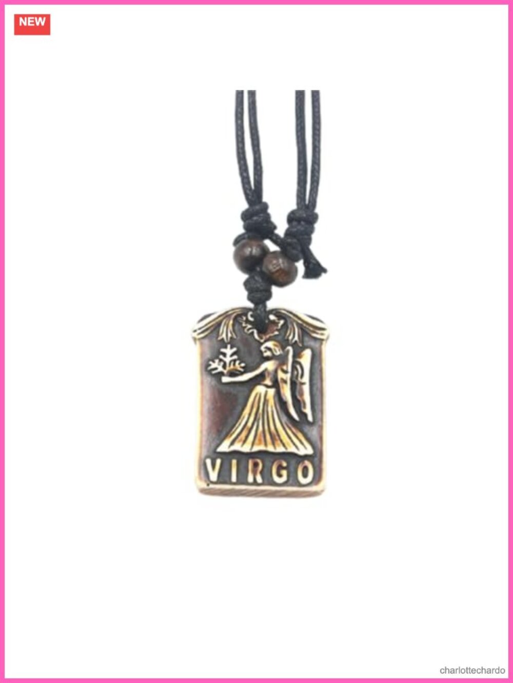 Zodiac Sign Pendant Necklace Resin Wax Rope Tarot Card Double Sided Waterproof
